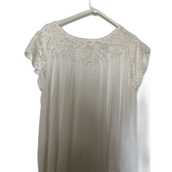 Torrid Super Soft Knits Off White Cottagecore Bohochic Lace Cap Sleeve Blouse 1X - Picture 3 of 5